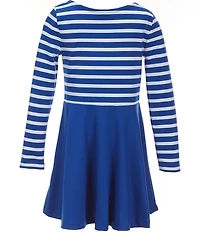 Polo Ralph Lauren Big Girls Striped/Solid Stretch Ponte Dress