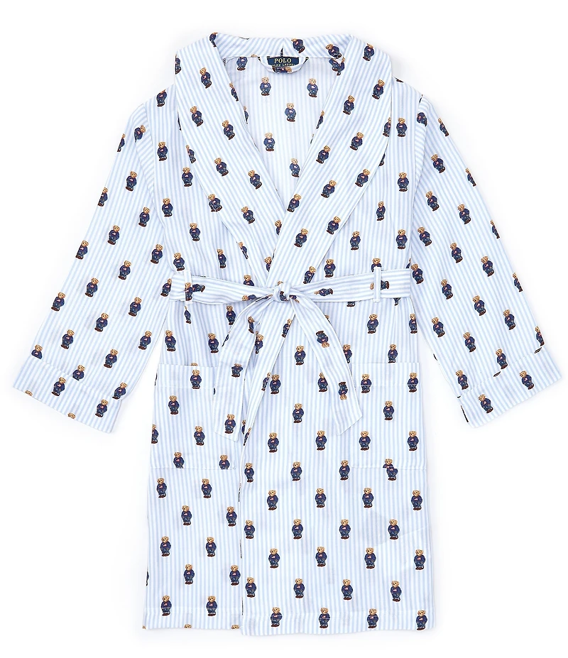 Polo Ralph Lauren Big Kids 8-16 Blue Polo Bear Flannel Robe