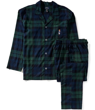 Polo Ralph Lauren Blackwatch Plaid/Polo Bear Long Sleeve Flannel Pajama Shirt & Matching Flannel Pajama Pants Set