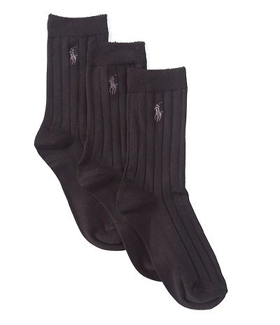Polo Ralph Lauren Little/Big Boys Super Soft Ribbed 3-Pack Dress Sock