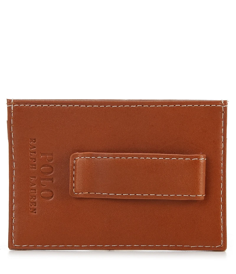 Polo Ralph Lauren Burnished Leather Card Case With Money Clip
