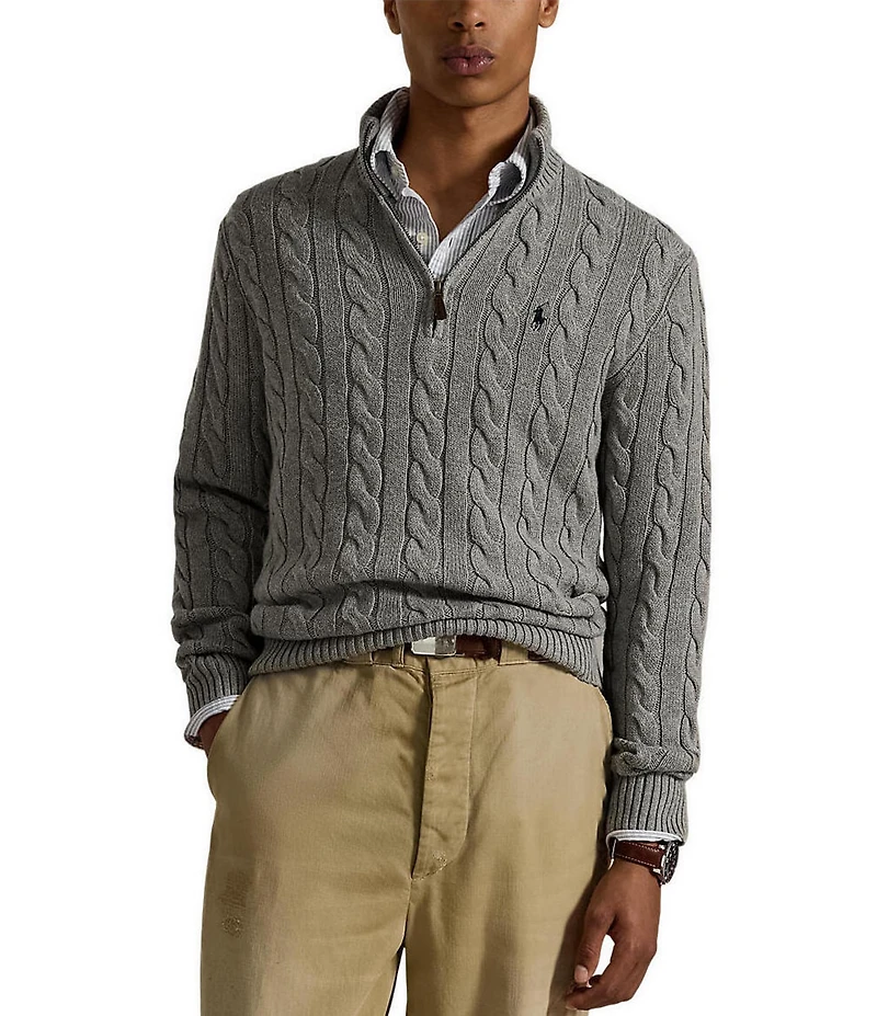 Polo Ralph Lauren Cable Knit Cotton Quarter-Zip Sweater