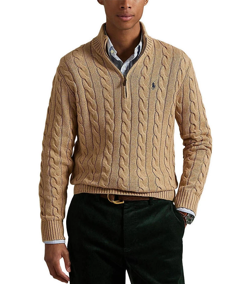 Polo Ralph Lauren Cable Knit Cotton Quarter-Zip Sweater