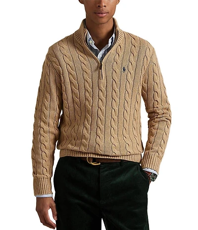 Polo Ralph Lauren Cable Knit Cotton Quarter-Zip Sweater