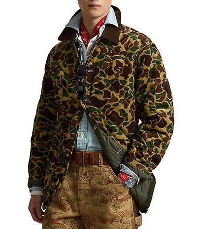 Polo Ralph Lauren Camouflage Print Quilted Corduroy Barn Coat