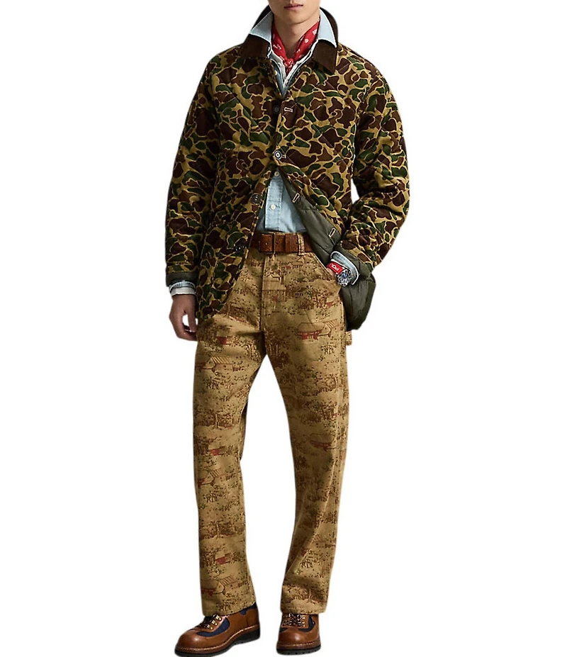 Polo Ralph Lauren Camouflage Print Quilted Corduroy Barn Coat