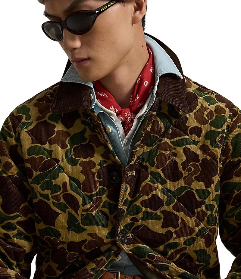 Polo Ralph Lauren Camouflage Print Quilted Corduroy Barn Coat