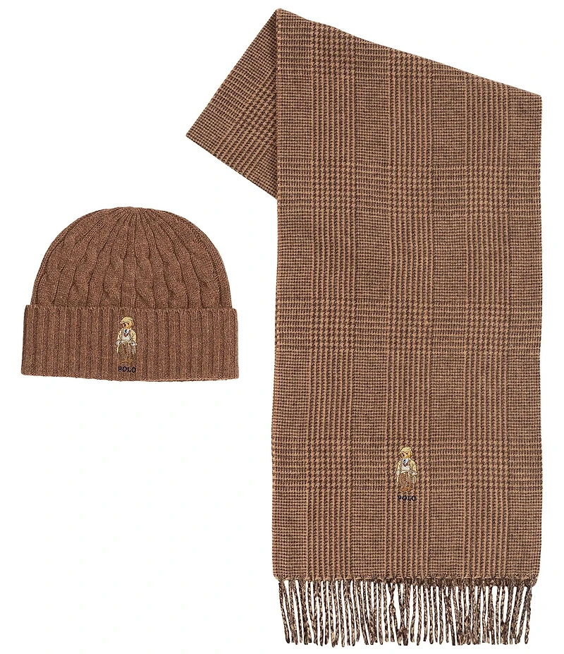 Polo Ralph Lauren Charles Bear Hat & Scarf Boxed Gift Set