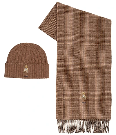 Polo Ralph Lauren Charles Bear Hat & Scarf Boxed Gift Set