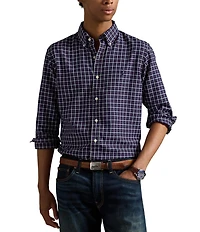 Polo Ralph Lauren Checked Plaid Classic Fit Performance Oxford Long Sleeve Woven Shirt