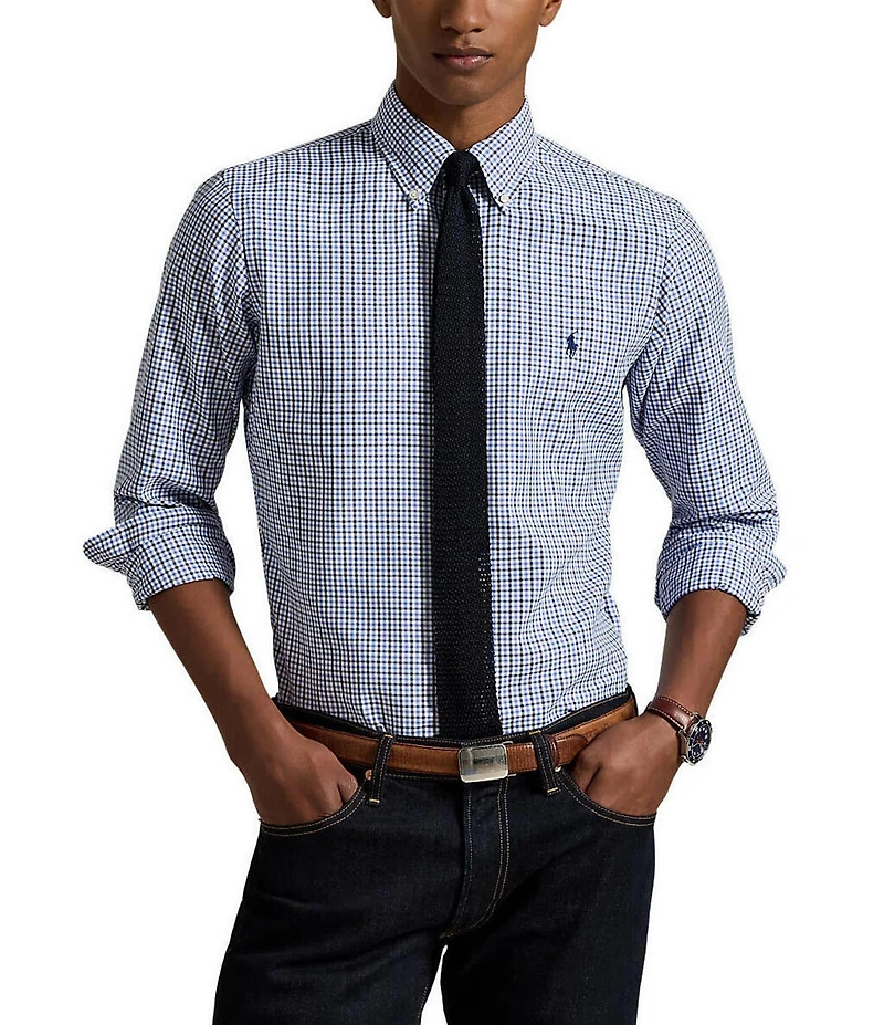 Polo Ralph Lauren Checked Print Classic Fit Performance Oxford Long Sleeve Woven Shirt