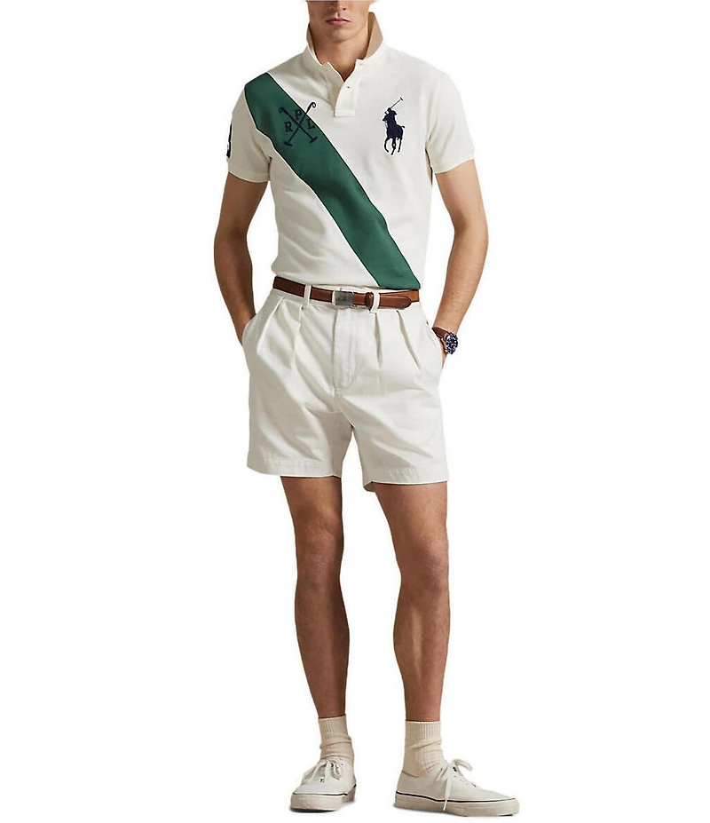 Polo Ralph Lauren Classic Fit Big Pony Diagonal Stripe Mesh Short Sleeve Polo Shirt