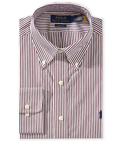 Polo Ralph Lauren Classic Fit Button-Down Collar Striped Poplin Dress Shirt
