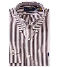 Polo Ralph Lauren Classic Fit Button-Down Collar Striped Poplin Dress Shirt