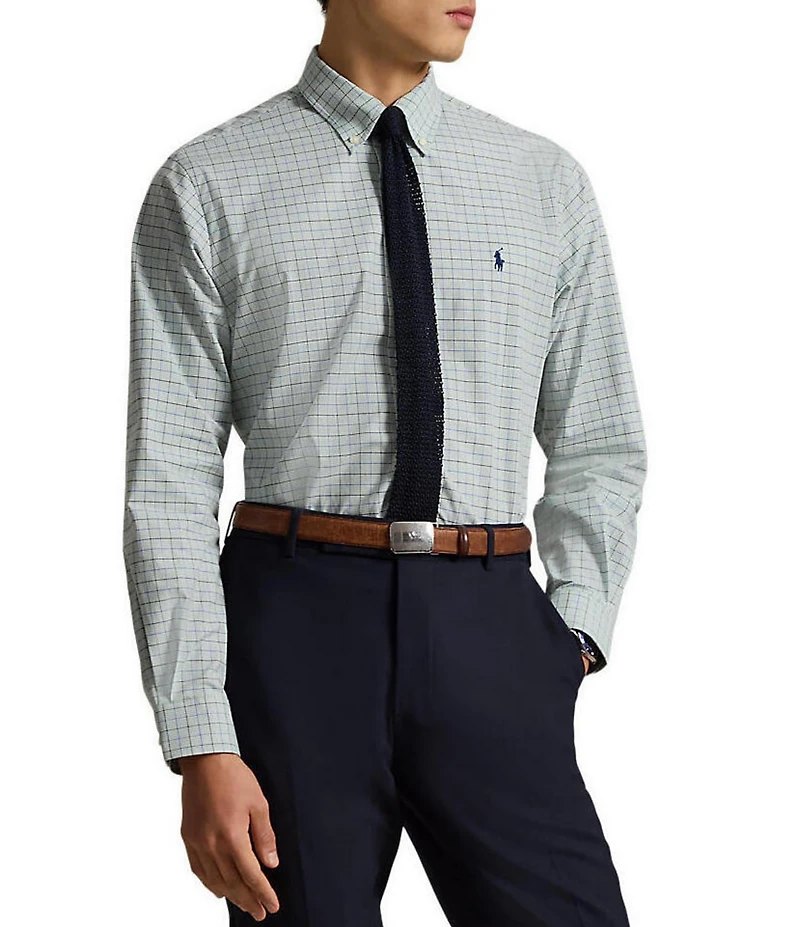 Polo Ralph Lauren Classic Fit Checked Stretch Poplin Long Sleeve Woven Shirt