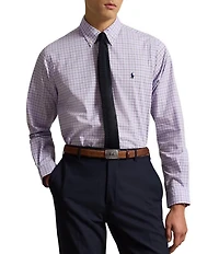 Polo Ralph Lauren Classic Fit Checked Stretch Poplin Long Sleeve Woven Shirt