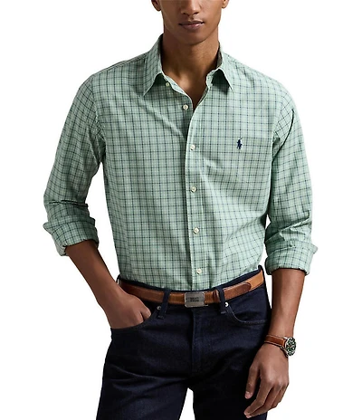 Polo Ralph Lauren Classic Fit Checked Stretch Poplin Long Sleeve Woven Shirt