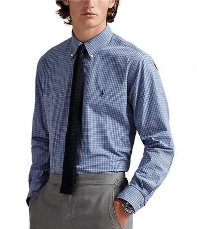 Polo Ralph Lauren Classic Fit Checked Stretch Poplin Long Sleeve Woven Shirt