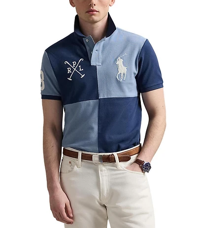 Polo Ralph Lauren Classic Fit Color Block Big Pony Mesh Short Sleeve Polo Shirt