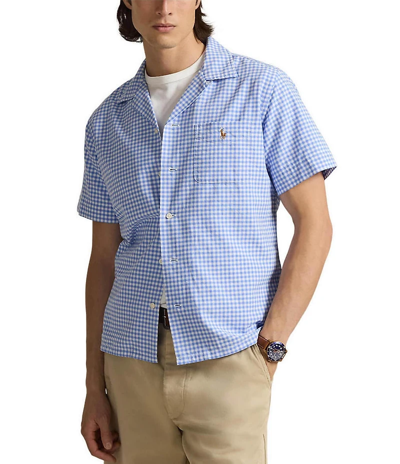 Polo Ralph Lauren Classic Fit Gingham Oxford Short Sleeve Woven Camp Shirt