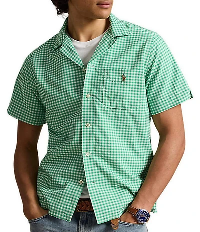 Polo Ralph Lauren Classic Fit Gingham Oxford Short Sleeve Woven Camp Shirt