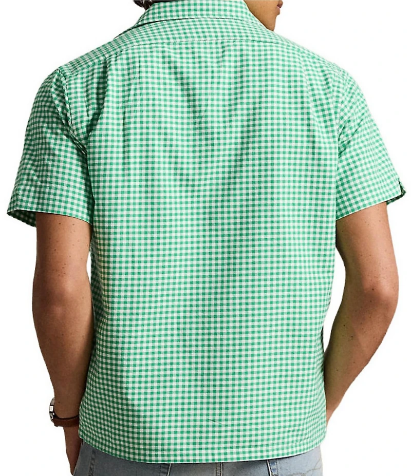 Polo Ralph Lauren Classic Fit Gingham Oxford Short Sleeve Woven Camp Shirt