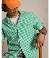 Polo Ralph Lauren Classic Fit Gingham Oxford Short Sleeve Woven Camp Shirt