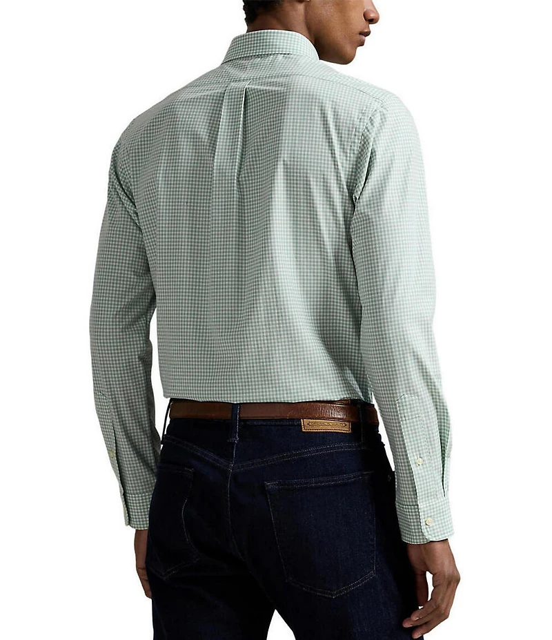 Polo Ralph Lauren Classic Fit Gingham Print Stretch Poplin Long Sleeve Woven Shirt