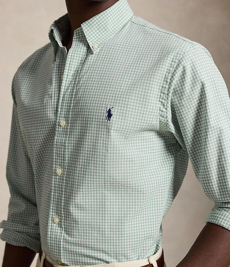 Polo Ralph Lauren Classic Fit Gingham Stretch Poplin Long Sleeve Woven Shirt