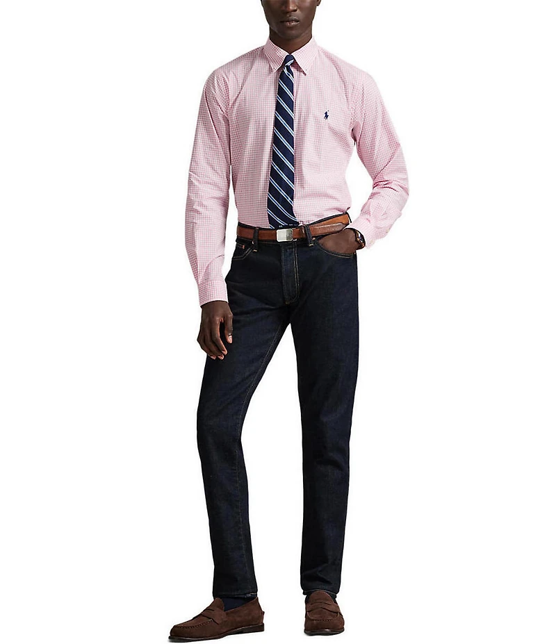 Polo Ralph Lauren Classic Fit Gingham Stretch Poplin Long Sleeve Woven Shirt