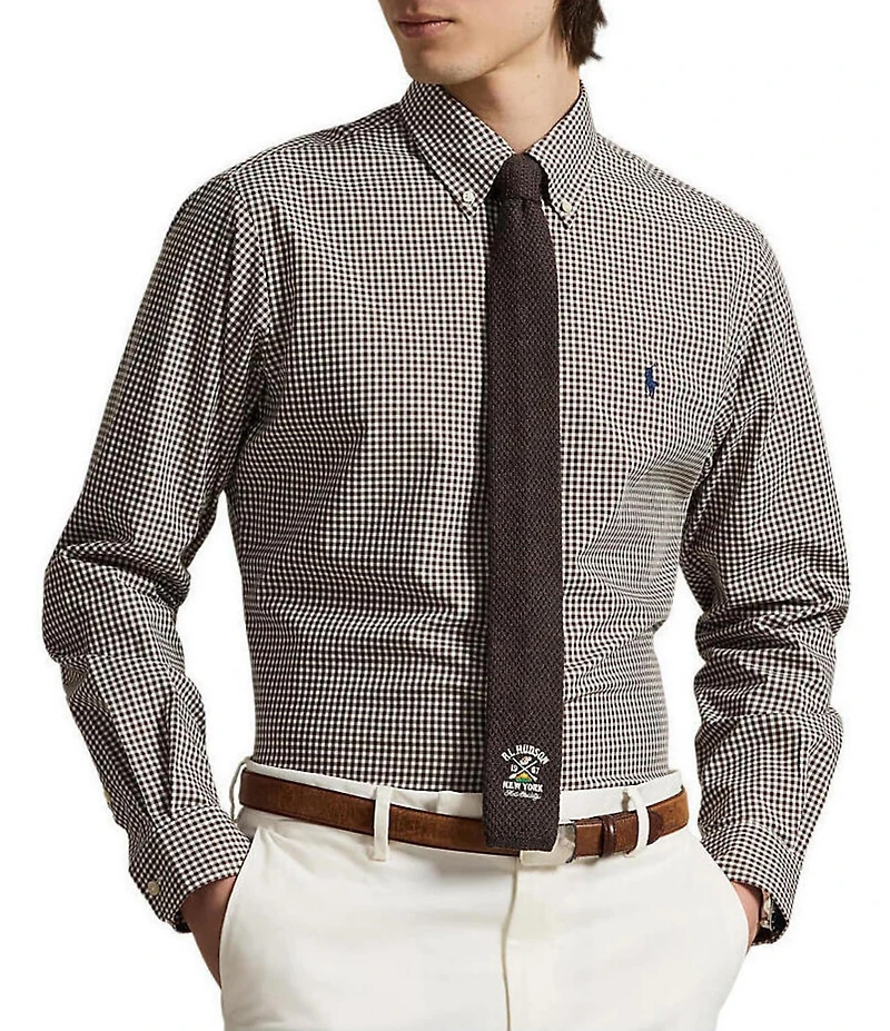 Polo Ralph Lauren Classic Fit Gingham Stretch Poplin Long Sleeve Woven Shirt