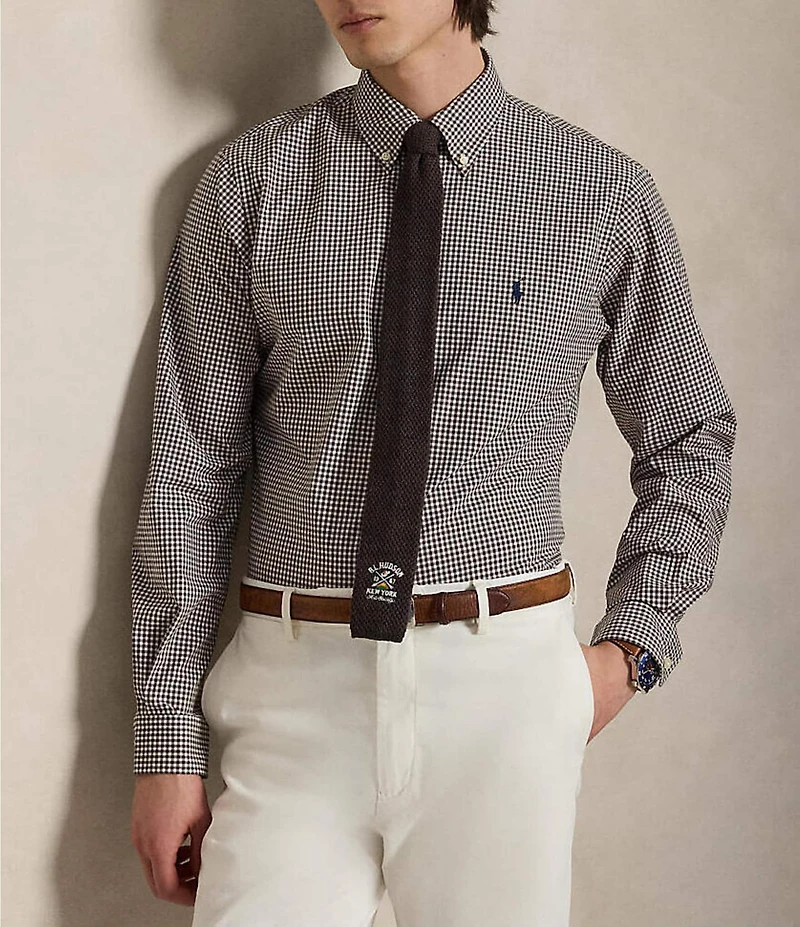 Polo Ralph Lauren Classic Fit Gingham Stretch Poplin Long Sleeve Woven Shirt
