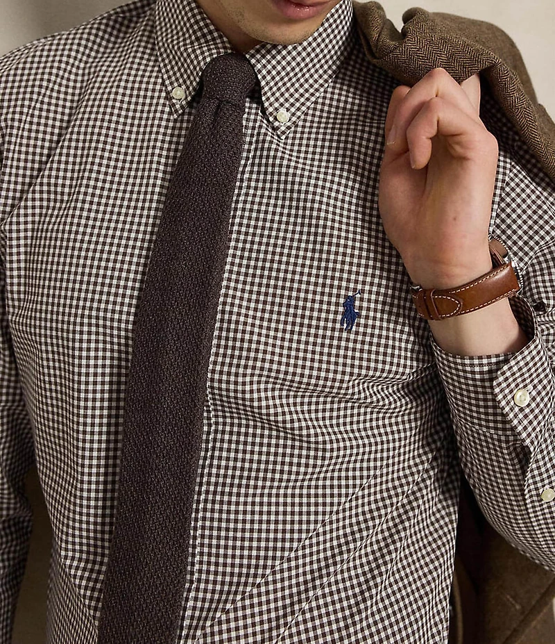 Polo Ralph Lauren Classic Fit Gingham Stretch Poplin Long Sleeve Woven Shirt