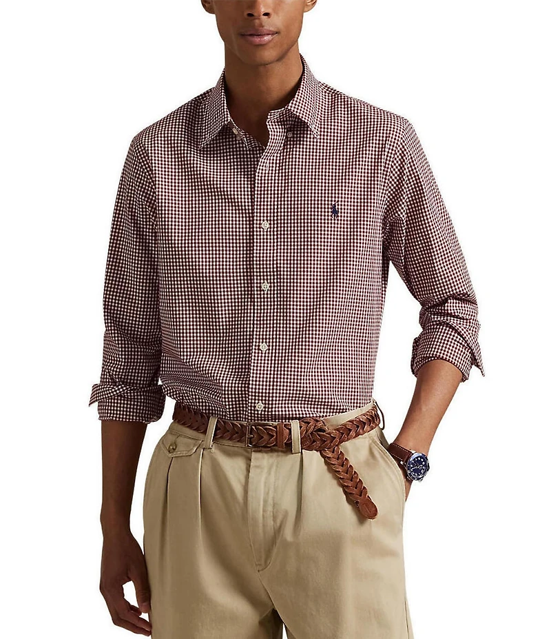 Polo Ralph Lauren Classic Fit Gingham Stretch Poplin Long Sleeve Woven Shirt