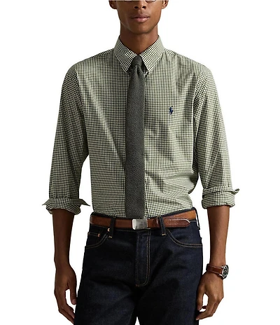 Polo Ralph Lauren Classic Fit Gingham Stretch Poplin Long Sleeve Woven Shirt