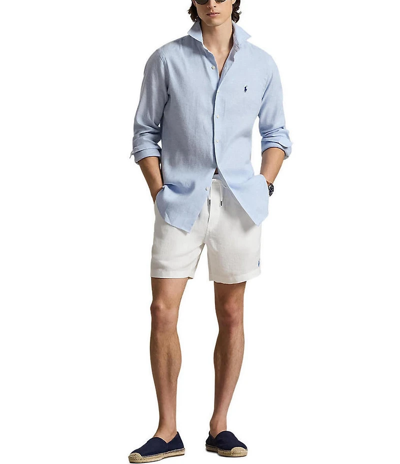 Polo Ralph Lauren Classic Fit Herringbone Stretch Linen Long Sleeve Woven Shirt