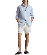 Polo Ralph Lauren Classic Fit Herringbone Stretch Linen Long Sleeve Woven Shirt