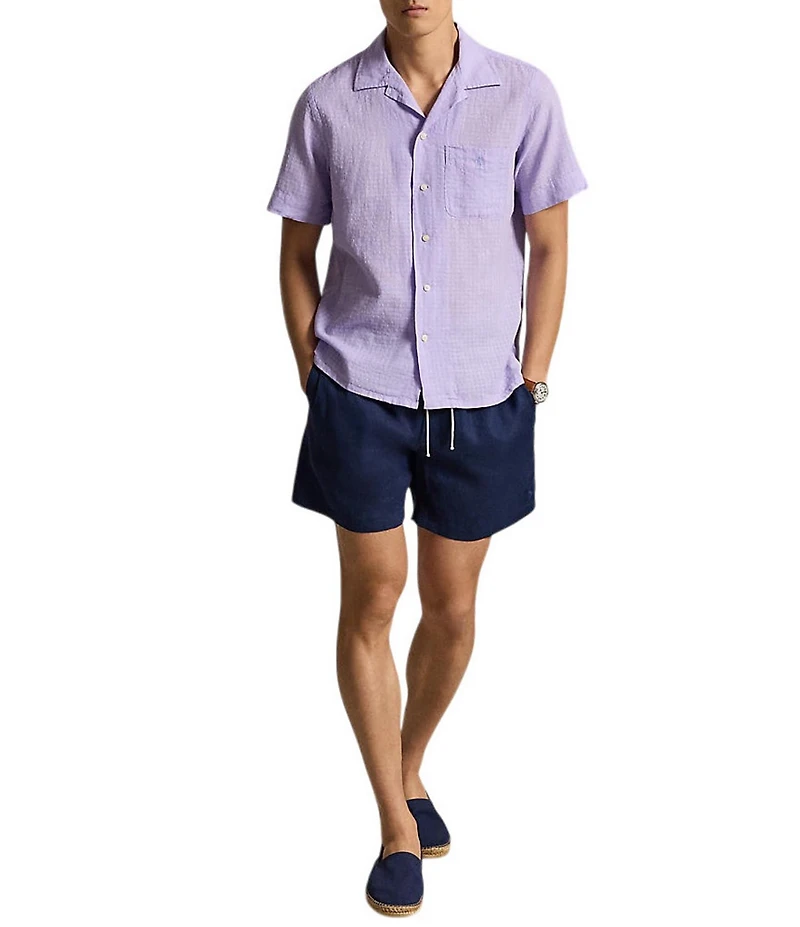 Polo Ralph Lauren Classic Fit Linen-Blend Seersucker Short Sleeve Woven Camp Shirt