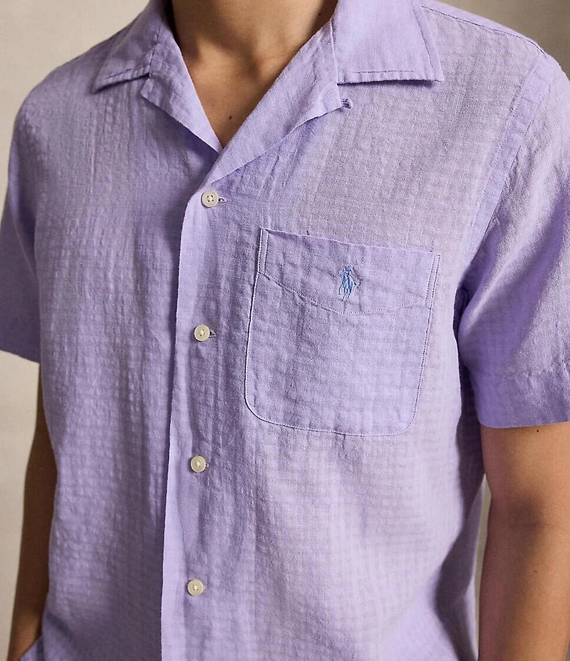Polo Ralph Lauren Classic Fit Linen-Blend Seersucker Short Sleeve Woven Camp Shirt