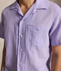 Polo Ralph Lauren Classic Fit Linen-Blend Seersucker Short Sleeve Woven Camp Shirt