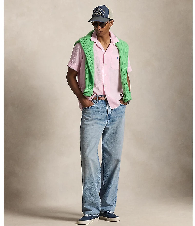 Polo Ralph Lauren Classic Fit Linen-Blend Seersucker Short Sleeve Woven Camp Shirt