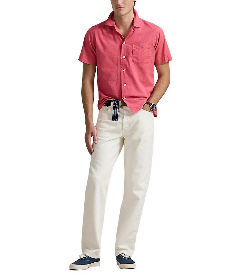 Polo Ralph Lauren Classic Fit Linen-Blend Short Sleeve Woven Camp Shirt