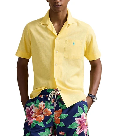Polo Ralph Lauren Classic Fit Linen-Blend Short Sleeve Woven Camp Shirt