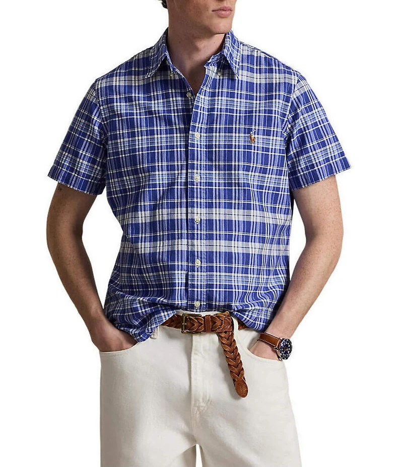 Polo Ralph Lauren Classic Fit Medium Plaid Oxford Short Sleeve Woven Shirt
