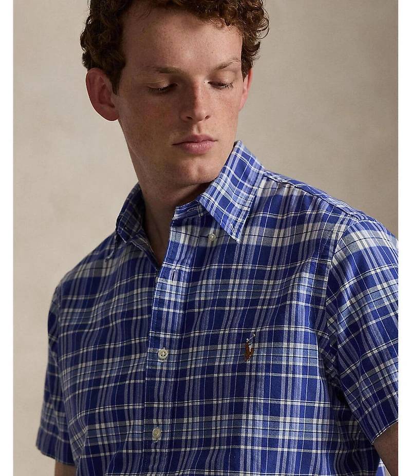 Polo Ralph Lauren Classic Fit Medium Plaid Oxford Short Sleeve Woven Shirt