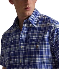 Polo Ralph Lauren Classic Fit Medium Plaid Oxford Short Sleeve Woven Shirt