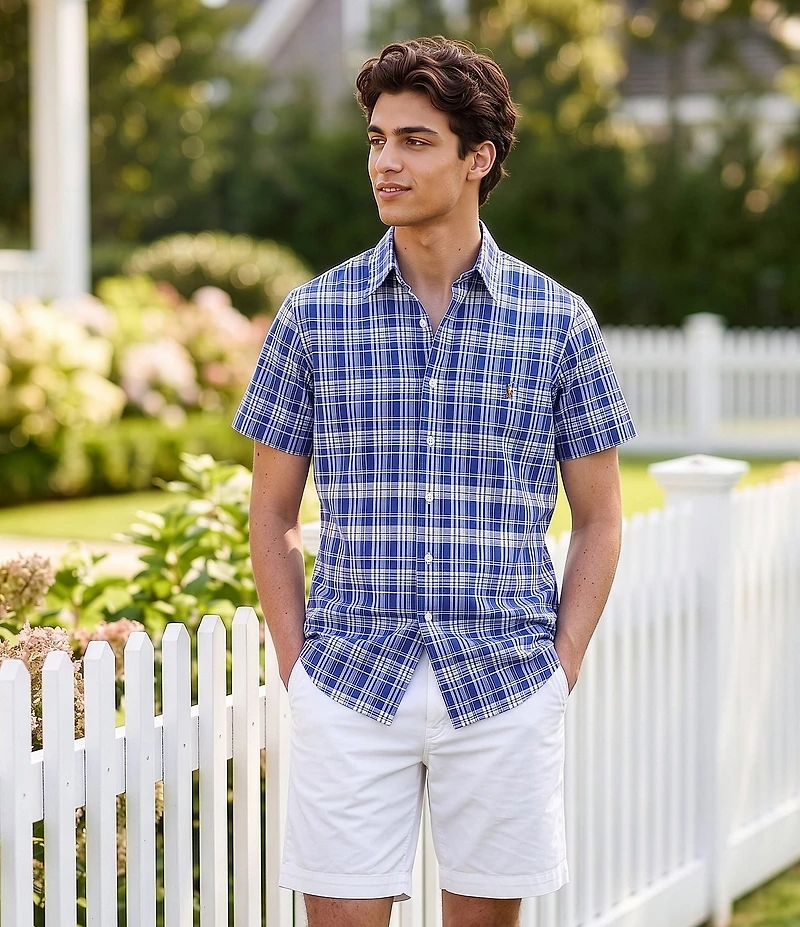 Polo Ralph Lauren Classic Fit Medium Plaid Oxford Short Sleeve Woven Shirt