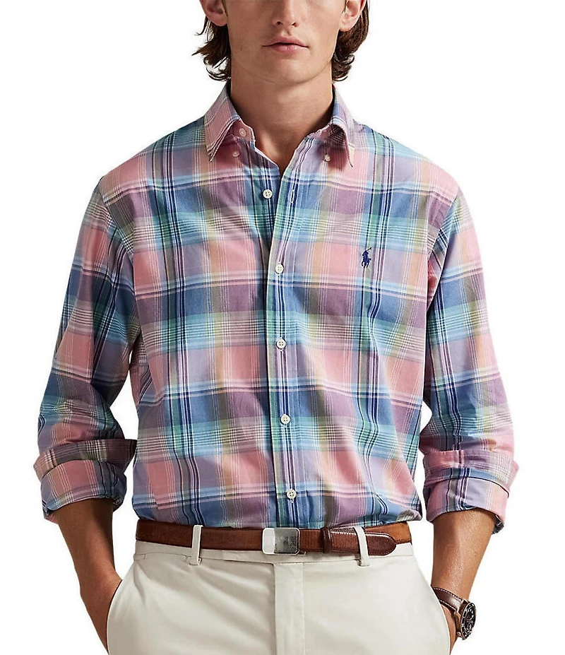 Polo Ralph Lauren Classic Fit Medium Plaid Poplin Long Sleeve Woven Shirt