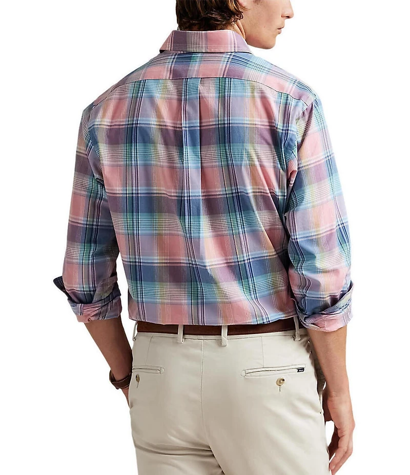 Polo Ralph Lauren Classic Fit Medium Plaid Poplin Long Sleeve Woven Shirt