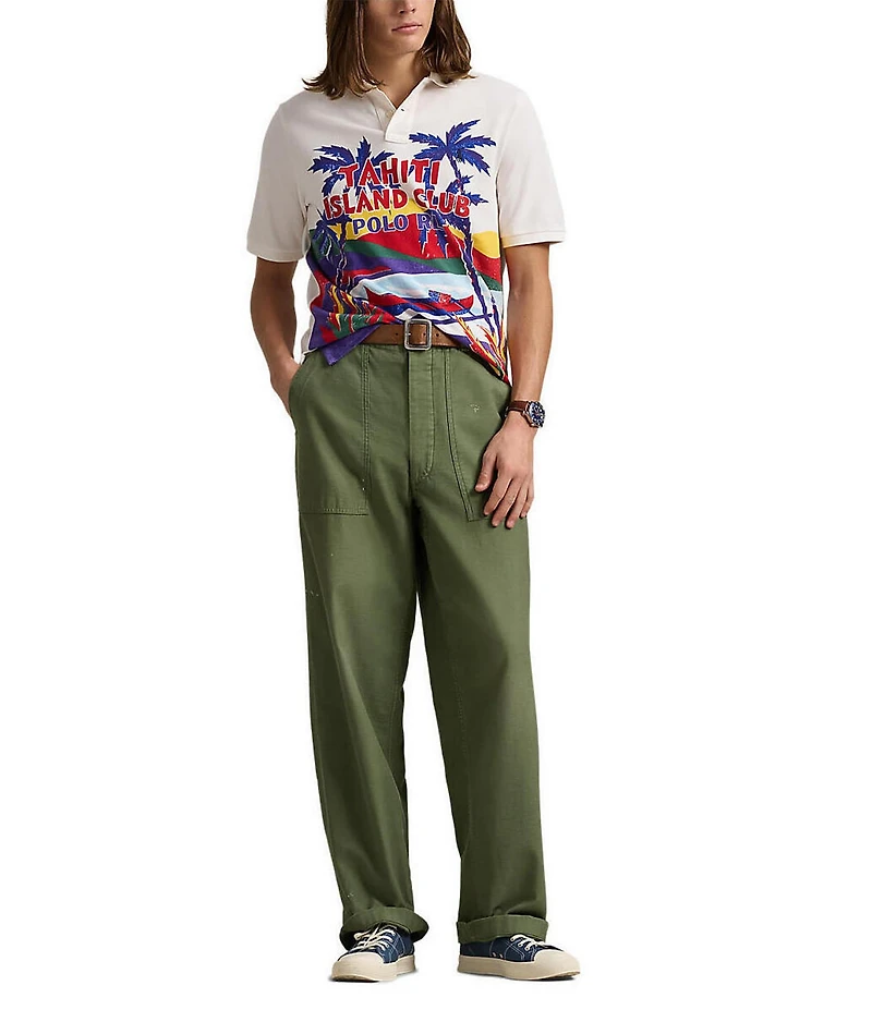 Polo Ralph Lauren Classic Fit Mesh Vacation Graphic Short Sleeve Polo Shirt